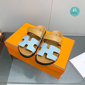 Sandals Hermès Chypre Blue/Yellow Size 35-45cm