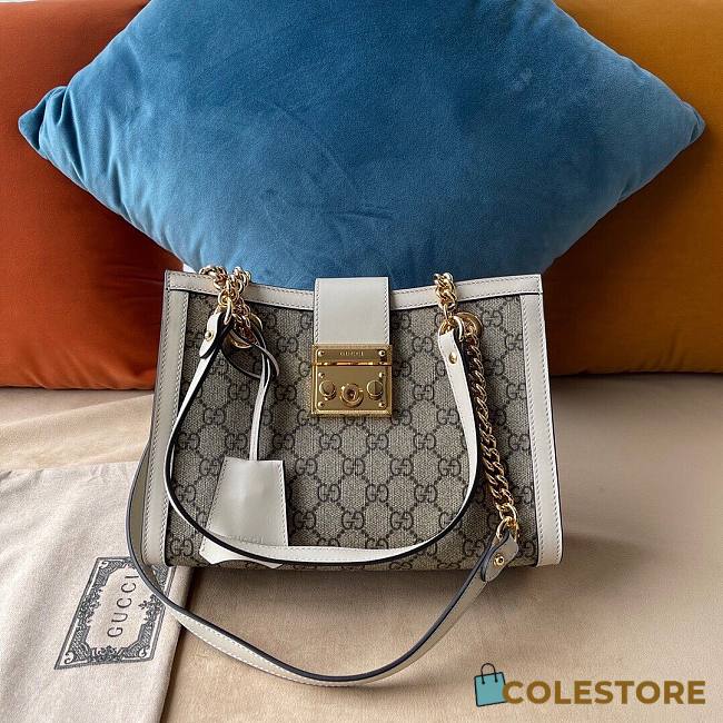 Gucci White Leather Padlock GG small shoulder bag 498156 26cm - 1