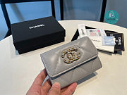 Chanel 19 Small Flap Wallet Lambskin Gray Size 8x11cm - 3