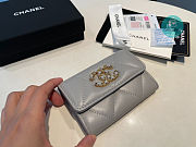 Chanel 19 Small Flap Wallet Lambskin Gray Size 8x11cm - 2