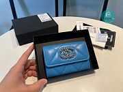 Chanel 19 Small Flap Wallet Lambskin Blue Size 8x11cm - 1