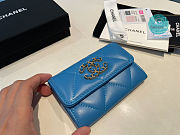 Chanel 19 Small Flap Wallet Lambskin Blue Size 8x11cm - 3