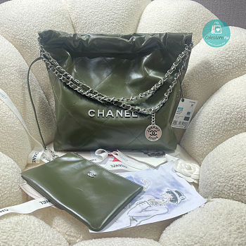 Chanel 22 Small Handbag Dark Green Size 35x37x3cm