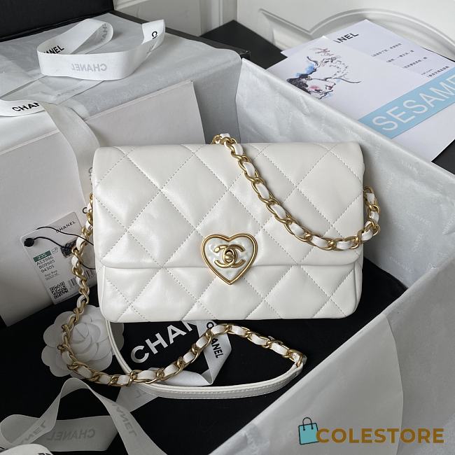 Chanel Flap Lambskin, Plexi & Gold-Tone Metal White Size 21x14x7cm - 1