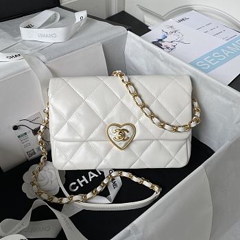 Chanel Flap Lambskin, Plexi & Gold-Tone Metal White Size 21x14x7cm