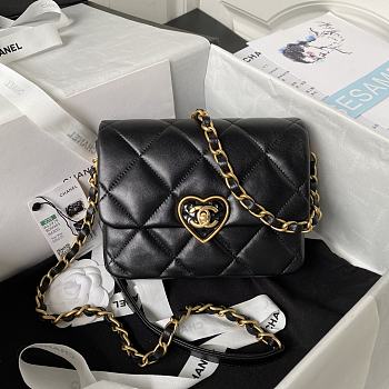 Colestore Chanel Flap Lambskin, Plexi & Gold-Tone Metal Black Size 18x13.5x5.5cm