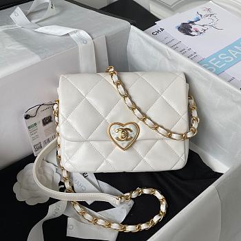 Chanel Flap Lambskin, Plexi & Gold-Tone Metal White Size 18x13.5x5.5cm