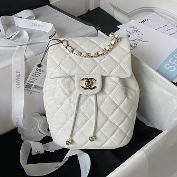Chanel 23s Classic Caviar Gold Buckle Backpack White Size 23X18X10cm