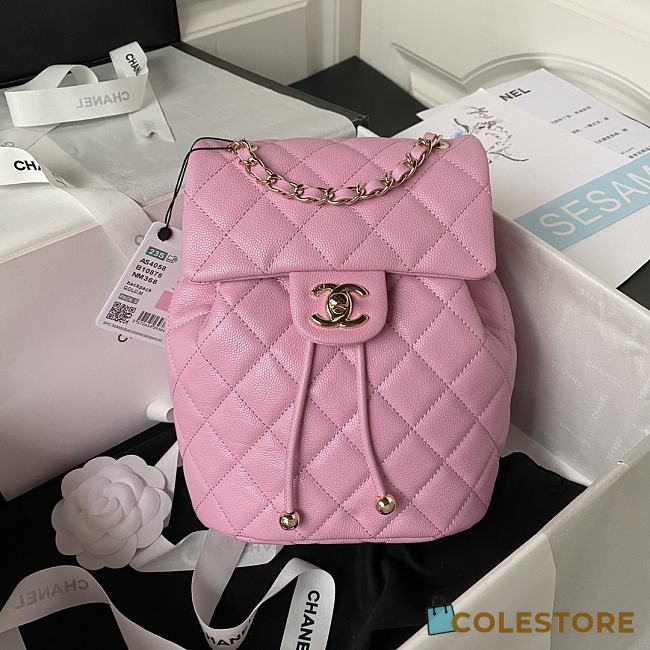Chanel 23s Classic Caviar Gold Buckle Backpack Pink Size 23X18X10cm - 1