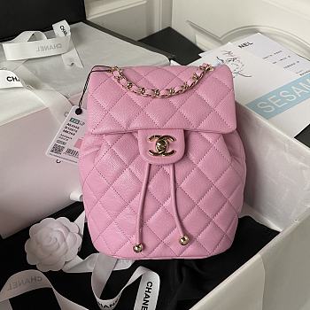 Chanel 23s Classic Caviar Gold Buckle Backpack Pink Size 23X18X10cm