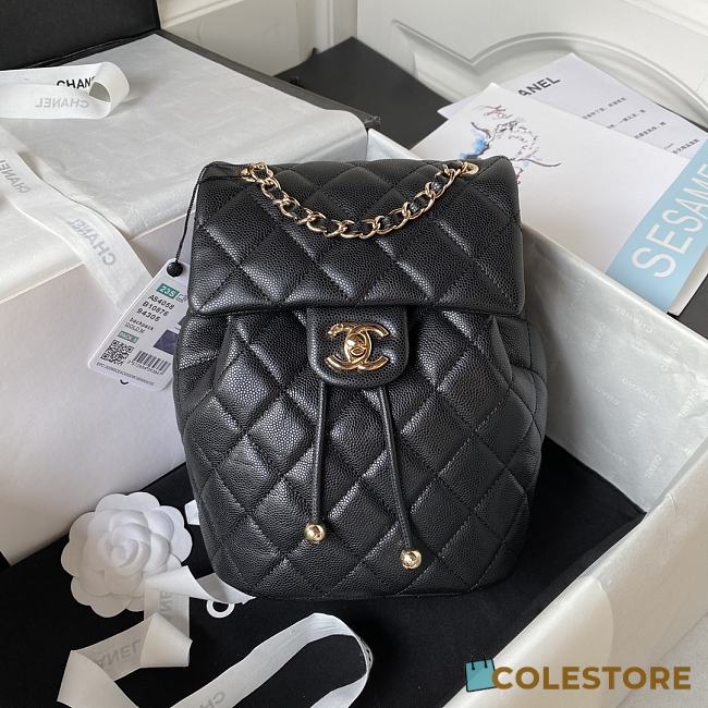 Chanel 23s Classic Caviar Gold Buckle Backpack Black Size 23X18X10cm - 1