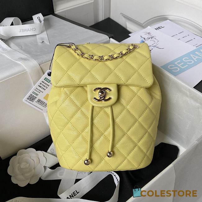 Chanel 23s Classic Caviar Gold Buckle Backpack Yellow Size 23X18X10cm - 1