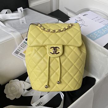 Chanel 23s Classic Caviar Gold Buckle Backpack Yellow Size 23X18X10cm
