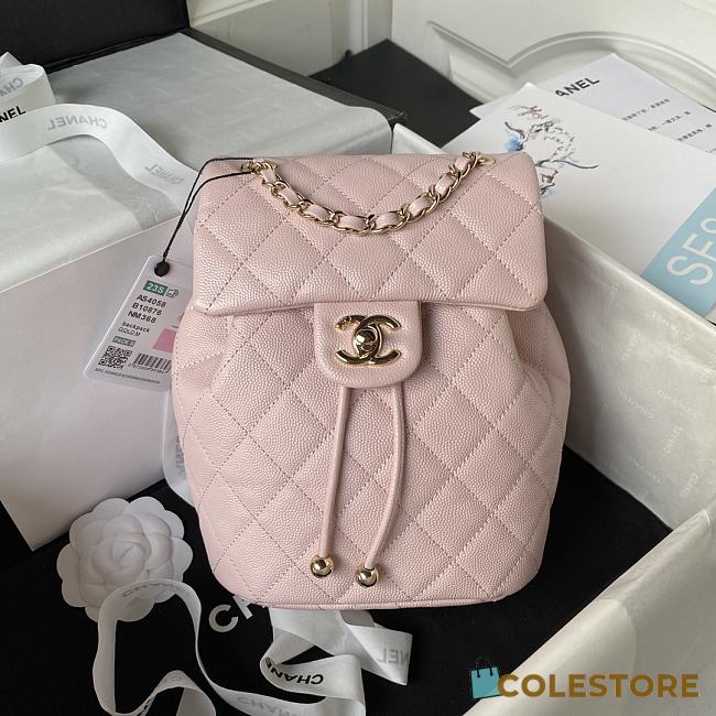 Chanel 23s Classic Caviar Gold Buckle Backpack Light Pink Size 23X18X10cm - 1