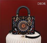 Christian Dior Nature Ballet Lady Dior Embroidered Fabric Medium Size 24x20x11cm - 1