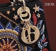 Christian Dior Nature Ballet Lady Dior Embroidered Fabric Medium Size 24x20x11cm - 6