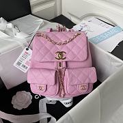 Chanel Backpack Grained Shiny Calfskin & Gold-Tone Metal Pink 20cm - 1