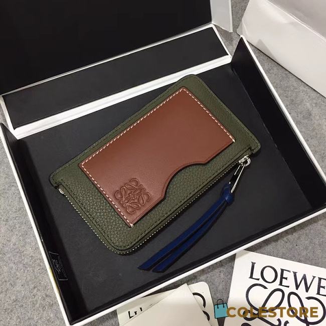 Loewe Leather Cardholder Dark Green Size 13x7.5cm  - 1