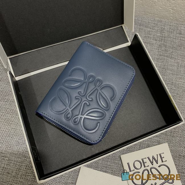 Loewe Leather Wallet Blue Size 11x8.5cm - 1