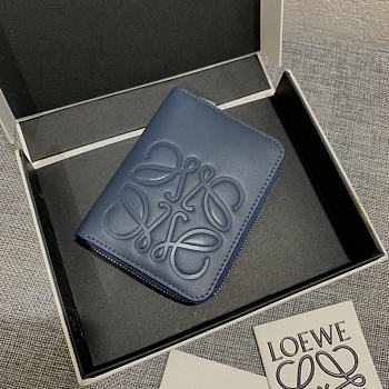 Loewe Leather Wallet Blue Size 11x8.5cm