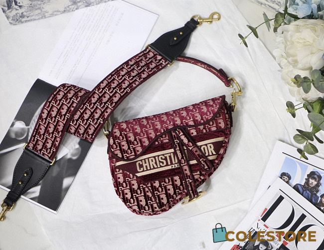 Christian Dior Saddle Oblique Red Size Size 25.5x20x6.5cm - 1