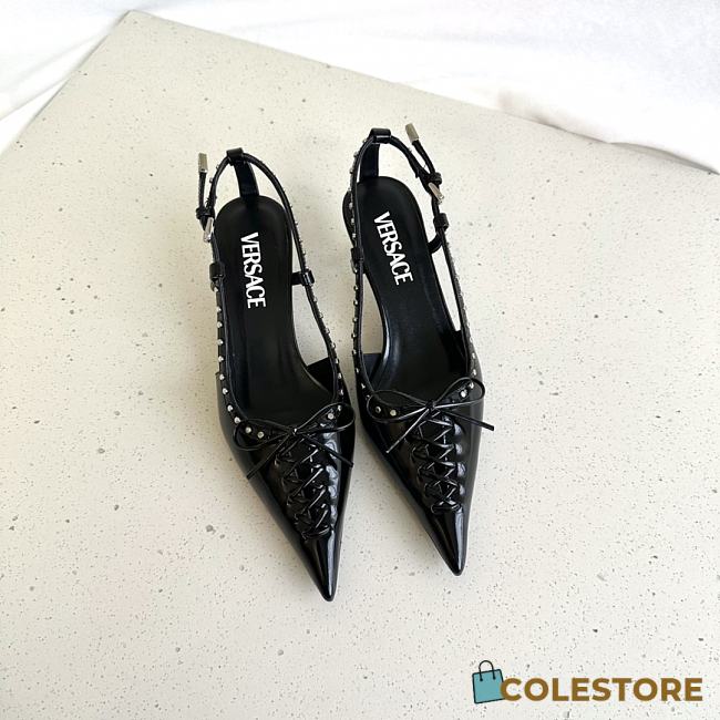  Versace Laced Pin-Point Low Slingback Pumps Height 4.5cm - 1