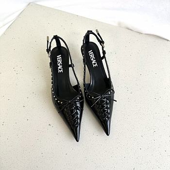  Versace Laced Pin-Point Low Slingback Pumps Height 4.5cm