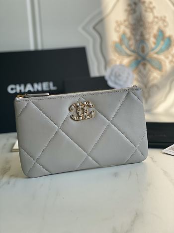 Chanel 19 Pouch Grey Size 20x12.2x1cm