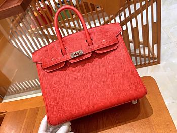 Hermes Birkin Red Leather Size 25cm