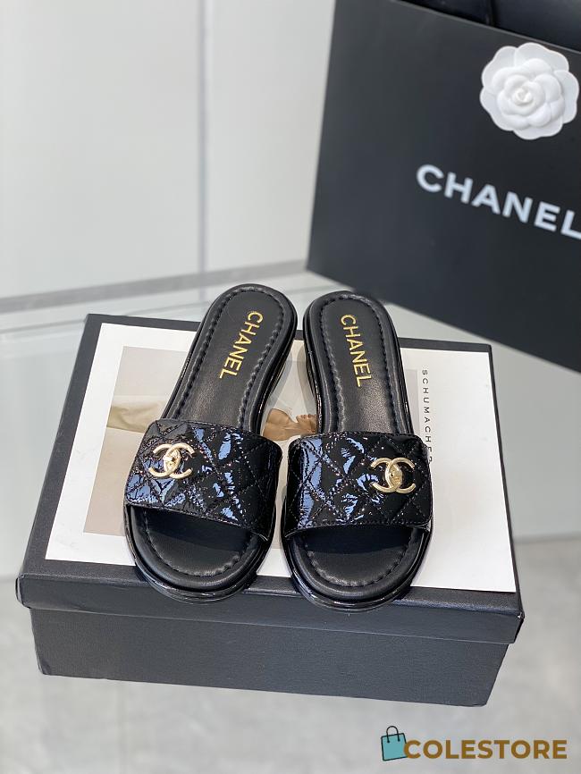 Chanel Slipper White/Black/Beige 23P Size 35-39cm - 1