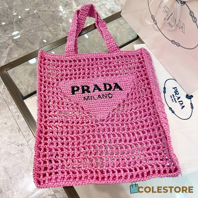Prada Raffia Pink Bag Size 38x36x3cm - 1