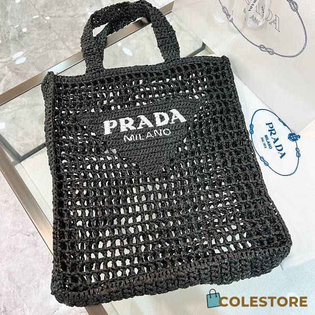 Prada Raffia Black Bag Size 38x36x3cm - 1