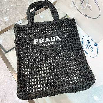 Prada Raffia Black Bag Size 38x36x3cm