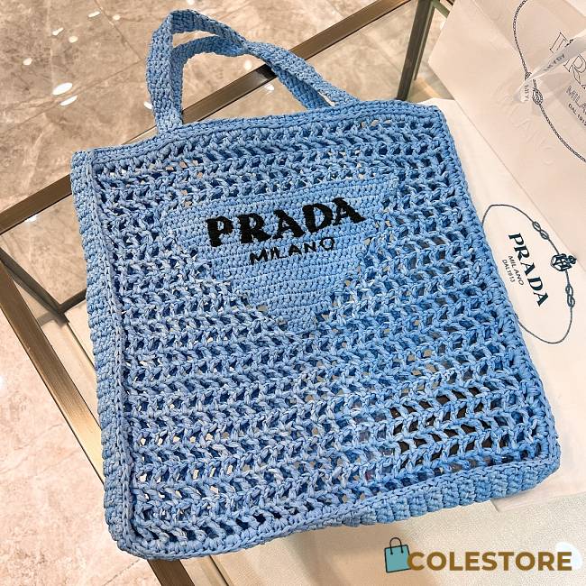 Prada Raffia Blue Bag Size 38x36x3cm - 1