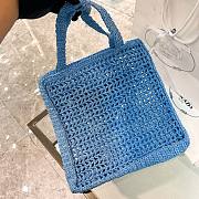 Prada Raffia Blue Bag Size 38x36x3cm - 3