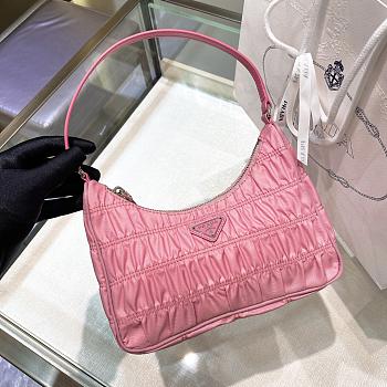 Prada Nylon Saffiano Leather Mini Bag Pink Size 22x17x6cm