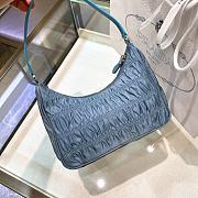 Prada Nylon Saffiano Leather Mini Bag Blue Size 22x17x6cm - 3