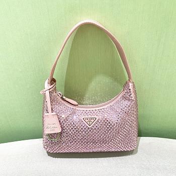 Prada Hobo Pink Satin Re Edition 2000 Size 22x17x6cm