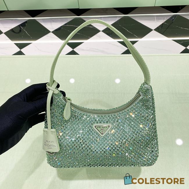 Prada Hobo Green Satin Re Edition 2000 Size 22x17x6cm - 1