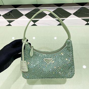 Prada Hobo Green Satin Re Edition 2000 Size 22x17x6cm