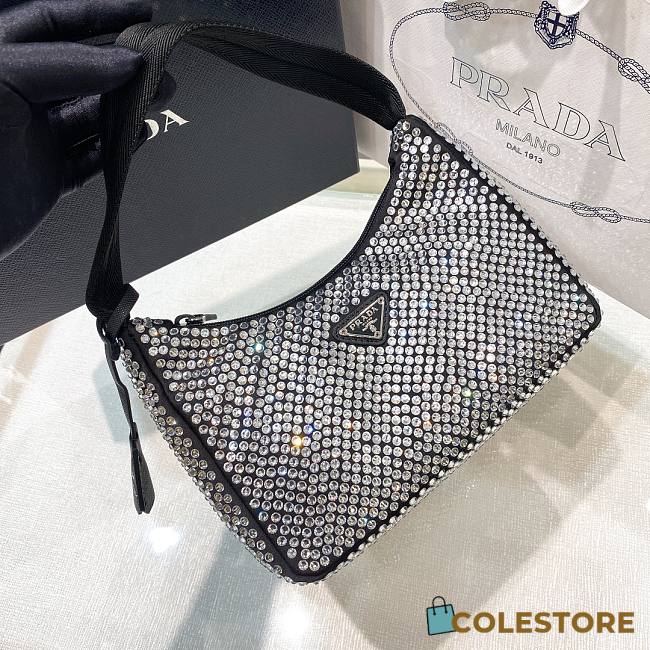 Prada Hobo Black Satin Re Edition 2000 Size 22x17x6cm - 1