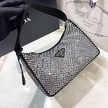 Prada Hobo Black Satin Re Edition 2000 Size 22x17x6cm