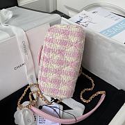 Chanel Small Vanity Casetweed, Lambskin & Gold Metalpink & Ecru Size 12.5x15x8cm - 6