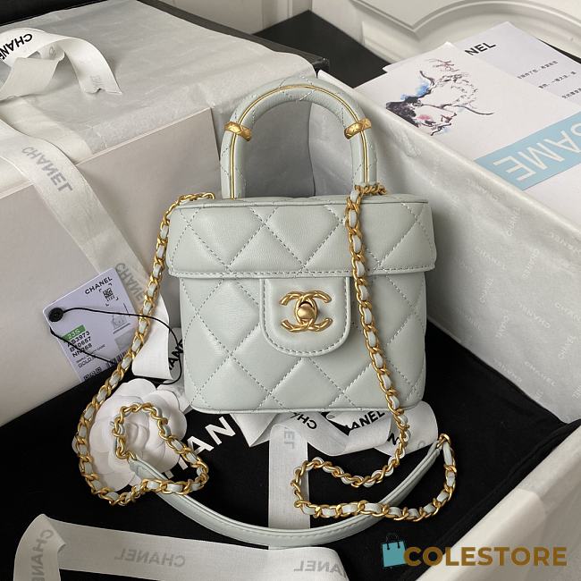 Chanel Small Vanity Lambskin Light Blue Size 12.5x15x8cm - 1