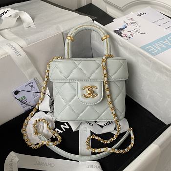 Chanel Small Vanity Lambskin Light Blue Size 12.5x15x8cm