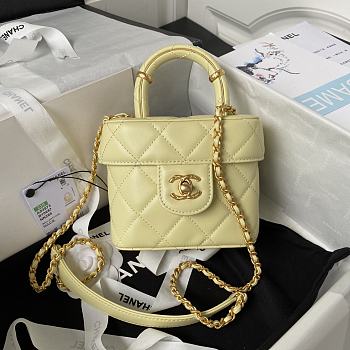 Chanel Small Vanity Lambskin Light Yellow Size 12.5x15x8cm