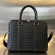 Bottega Veneta Slim Intrecciato Briefcase Black Size 36x29x7.5 - 1