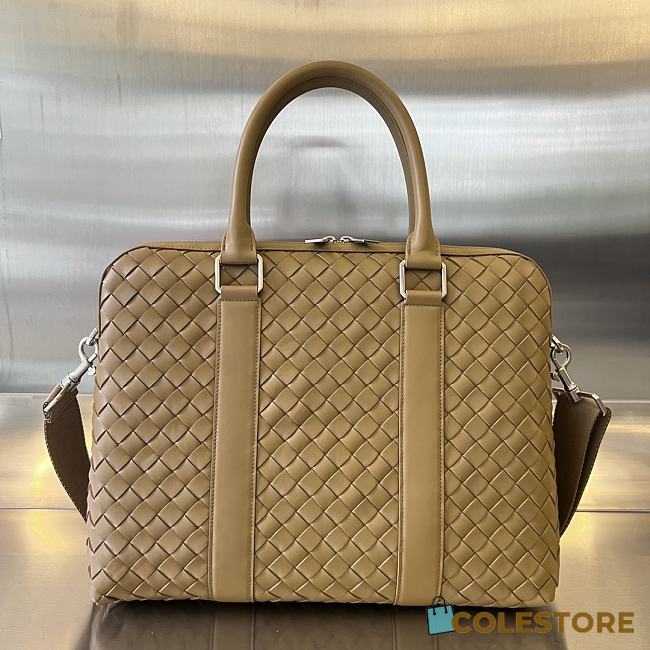 Bottega Veneta Slim Intrecciato Briefcase Acorn Size 36x29x7.5cm - 1