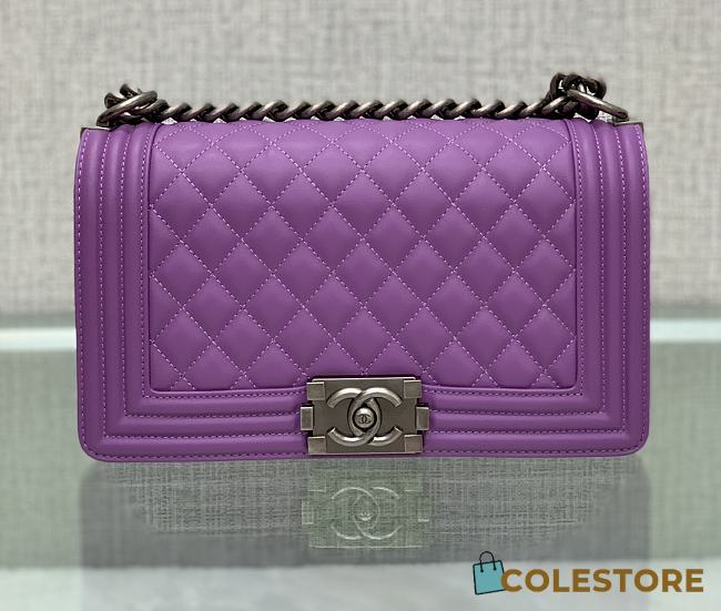 Chanel Boy Chanel Purple Silver Hardware Size 25cm - 1