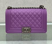 Chanel Boy Chanel Purple Silver Hardware Size 25cm - 1